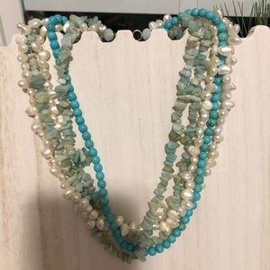 Pearl, Turquoise and Amazonite Necklace